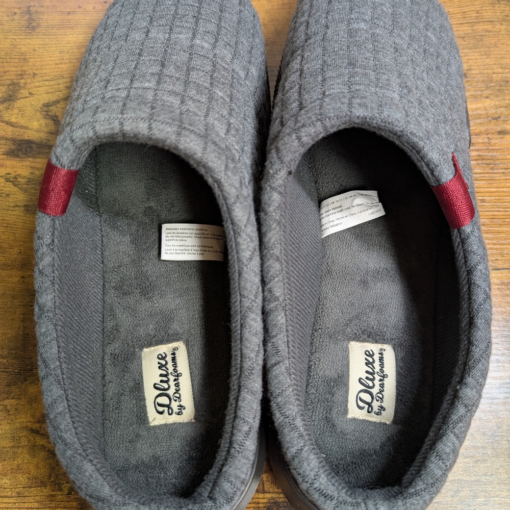 Gray Quilted Men's Slip-On Shoes Size Large - Picture 3 of 7